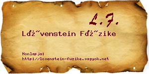 Lövenstein Füzike névjegykártya